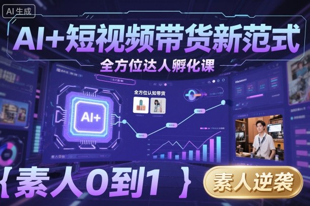 AI+短视频带货新范式全方位达人孵化课，素人也可以从0到1，全方位认知短视频带货-观棋网创