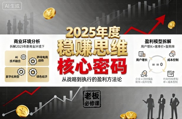 2025年度稳賺思维老板创业营，拆解2025年新商业环境下，企业实现持续盈利的核心密码-观棋网创