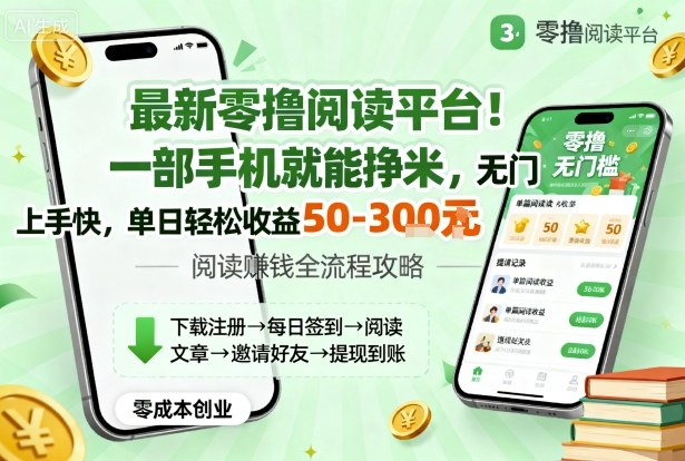 最新零撸阅读平台！一部手机就能挣米，无门槛上手快，单日轻松收益50-3张【揭秘】-观棋网创