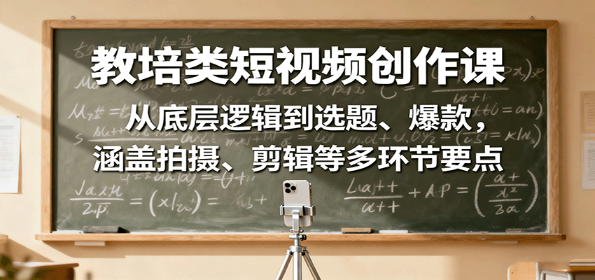教培类短视频创作课：从底层逻辑到选题、爆款，涵盖拍摄、剪辑等多环节要点-观棋网创