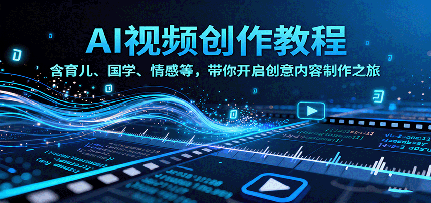 AI视频创富课，含育儿、国学、情感等，带你开启创意内容制作之旅-观棋网创
