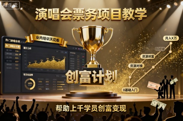 演唱会票务项目教学，业内培训天花板，帮助上千学员创富变现(更新)-观棋网创