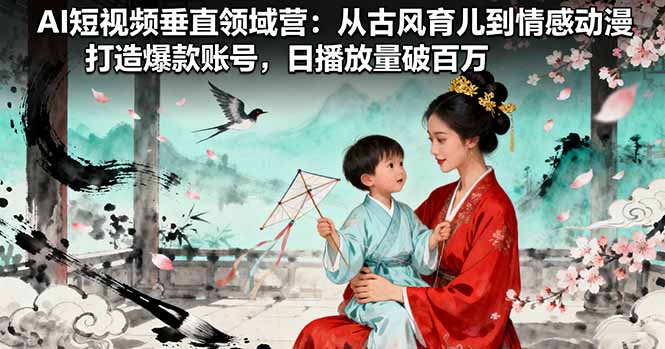 AI短视频垂直领域营：从古风育儿到情感动漫，打造爆款账号,日播放量破百万-观棋网创