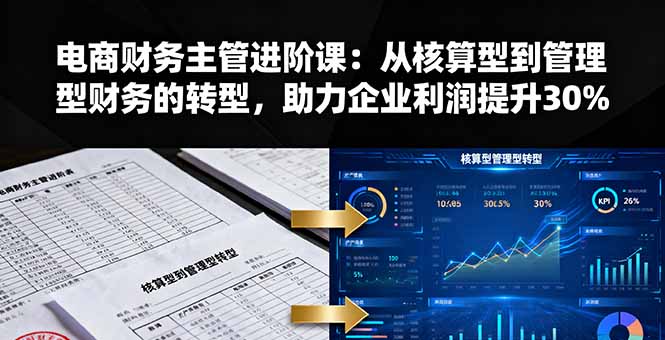 电商财务主管进阶课：从核算型到管理型财务的转型，助力企业利润提升30%-观棋网创