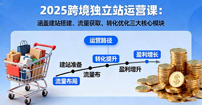 2025跨境独立站运营课：涵盖建站搭建、流量获取、转化优化三大核心模块-观棋网创