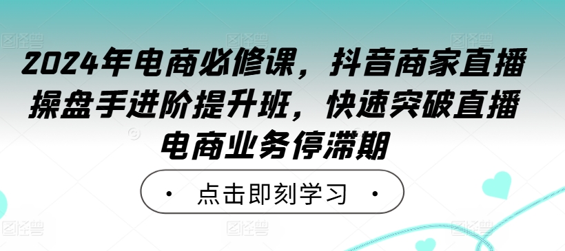 2024年电商必修课，抖音商家直播操盘手进阶提升班，快速突破直播电商业务停滞期-观棋网创