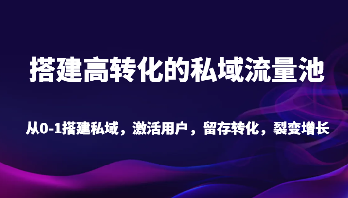 搭建高转化的私域流量池 从0-1搭建私域，激活用户，留存转化，裂变增长(20节课)-观棋网创