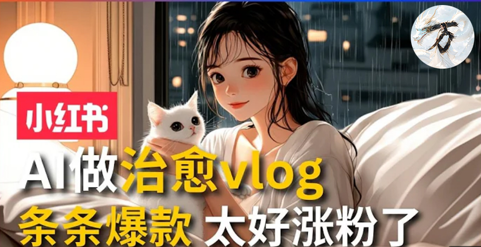 AI治愈系vlog动画视频，小红书1个月轻松涨粉破万，商单报价1500+日入2000+-观棋网创