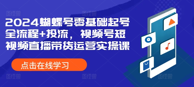 2024蝴蝶号零基础起号全流程+投流，视频号短视频直播带货运营实操课-观棋网创