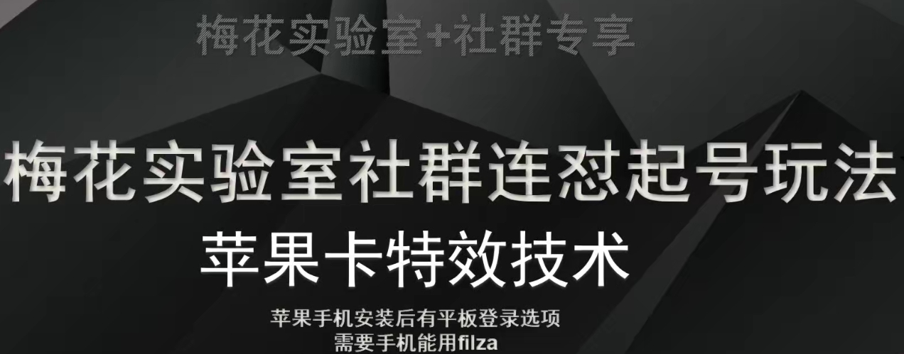 梅花实验室社群视频号连怼起号玩法，最新苹果卡特效技术-观棋网创