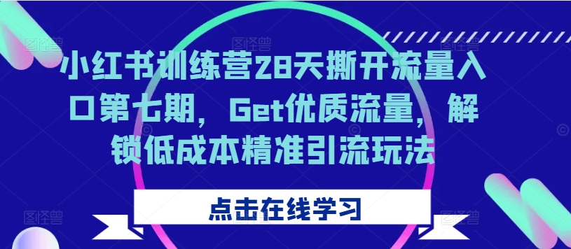 小红书训练营28天撕开流量入口第七期，Get优质流量，解锁低成本精准引流玩法-观棋网创