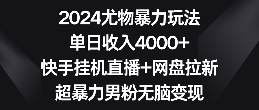 2024尤物暴力玩法 单日收入4000+快手挂机直播+网盘拉新 超暴力男粉无脑变现-观棋网创