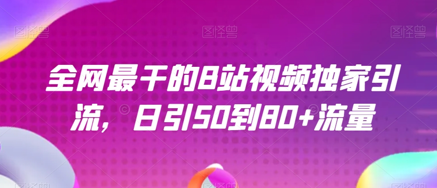 全网最干的B站视频独家引流，日引50到80+流量【揭秘】-观棋网创