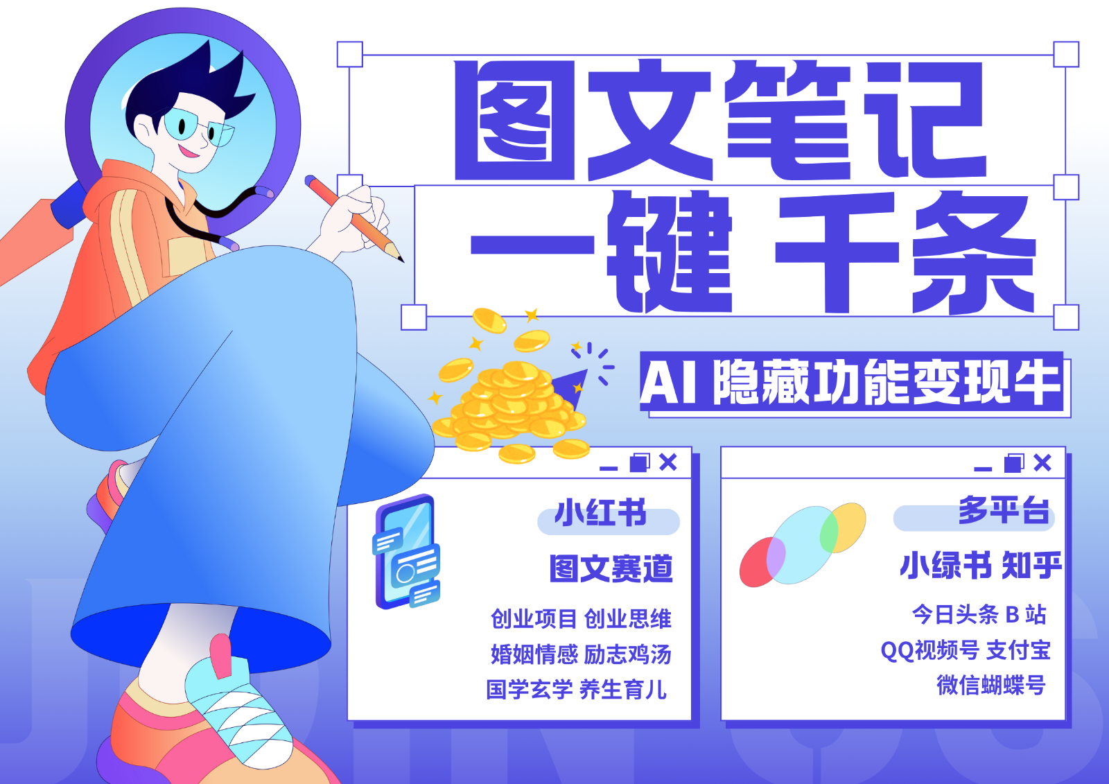 1键生成数千条图文 创业国学 秒生笔记 小红书小绿书图文 轻松引流 变现30000+-观棋网创
