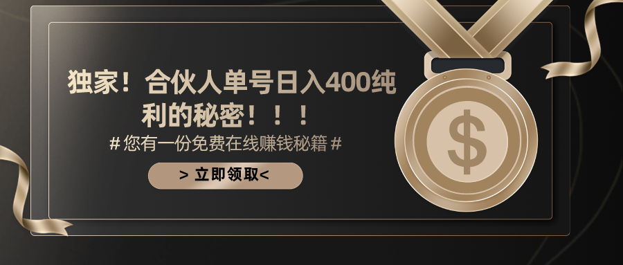 (10028期)合伙人广告撸金最新玩法，每天单号400纯利-观棋网创