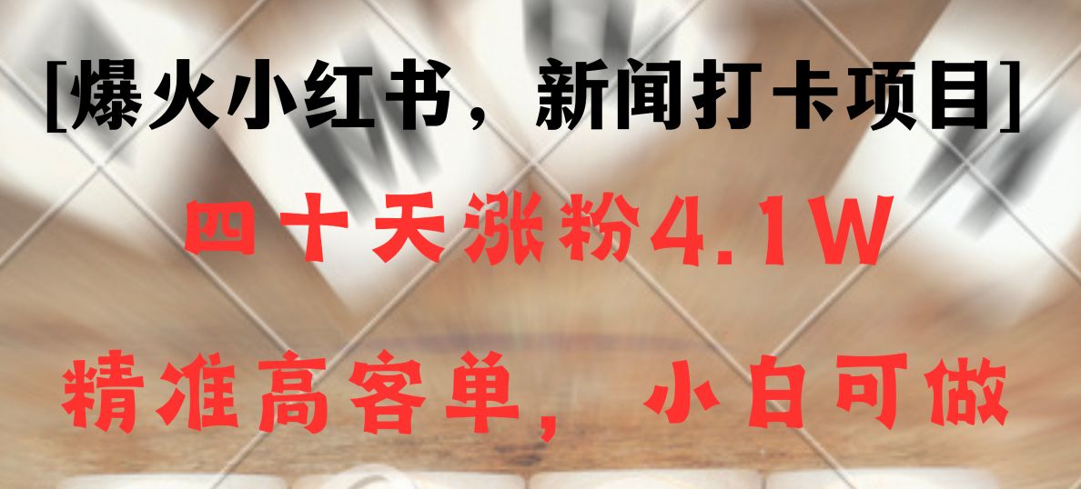 新闻打卡项目，小红书40天涨粉4.1w，高客单精准粉，变现能力超强-观棋网创
