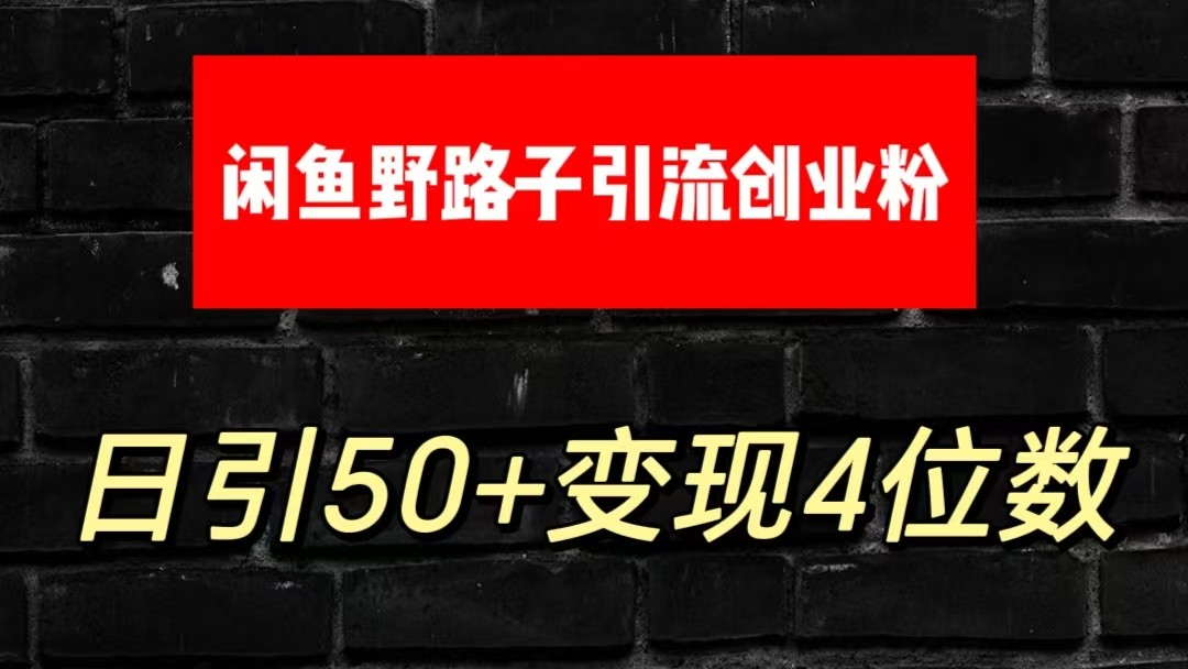 大眼闲鱼野路子引流创业粉，日引50+单日变现四位数-观棋网创