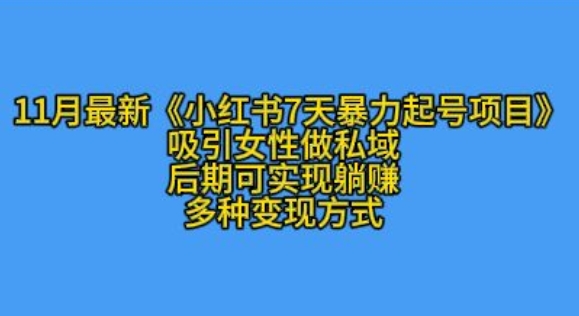 K总部落11月最新小红书7天暴力起号项目，吸引女性做私域【揭秘】-观棋网创