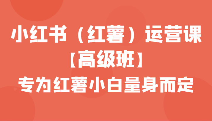 小红书(红薯)运营课【高级班】，专为红薯小白量身而定(42节课)-观棋网创