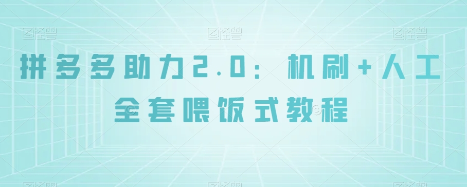 拼多多助力2.0：机刷+人工全套喂饭式教程【揭秘】-观棋网创