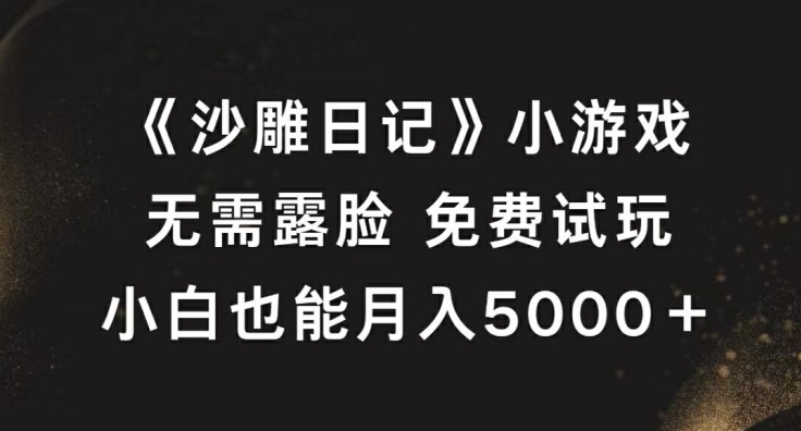 《沙雕日记》小游戏，无需露脸免费试玩，小白也能月入5000+【揭秘】-观棋网创