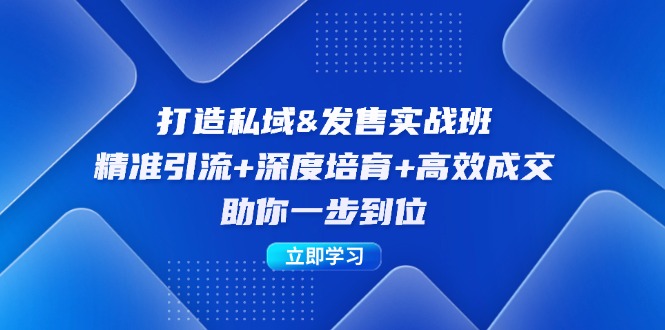 打造私域&发售实操班：精准引流+深度培育+高效成交，助你一步到位-观棋网创