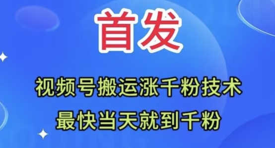 全网首发：视频号无脑搬运涨千粉技术，最快当天到千粉【揭秘】-观棋网创
