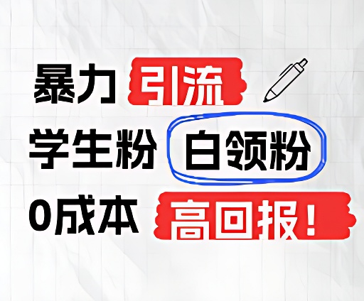 暴力引流学生粉白领粉，吊打以往垃圾玩法，0成本，高回报-观棋网创