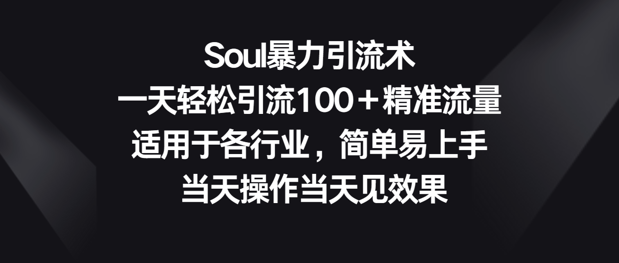 Soul暴力引流术，一天轻松引流100＋精准流量，适用于各行业，简单易上手！-观棋网创