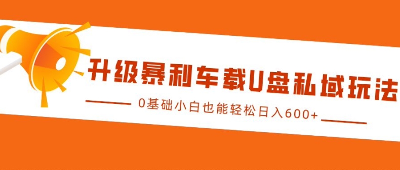 升级暴利车载U盘私域玩法，0基础小白也能轻松日入多张【揭秘】-观棋网创