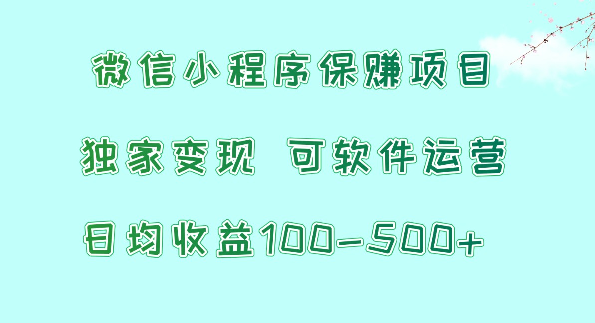 微信小程序保赚项目，日均收益100~500+，独家变现，可软件运营-观棋网创