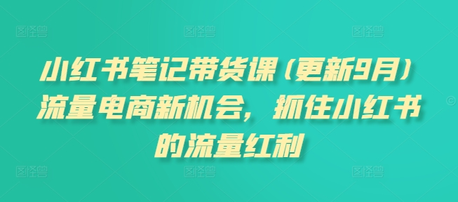 小红书笔记带货课(更新9月)流量电商新机会，抓住小红书的流量红利-观棋网创