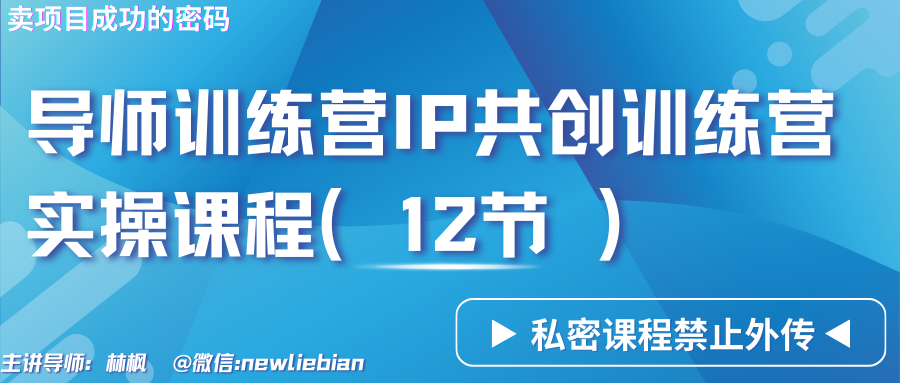 导师训练营3.0IP共创训练营私密实操课程(12节)-卖项目的密码成功秘诀-观棋网创