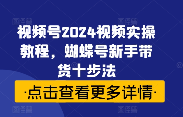 视频号2024视频实操教程，蝴蝶号新手带货十步法-观棋网创