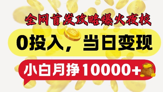 全网首发爆火夜校，0投入，当日变现，小白轻松月入1w+【揭秘】-观棋网创
