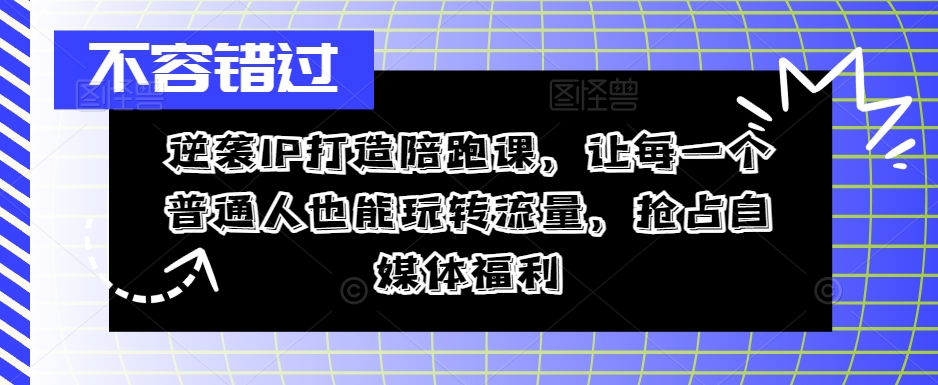 逆袭IP打造陪跑课，让每一个普通人也能玩转流量，抢占自媒体福利-观棋网创