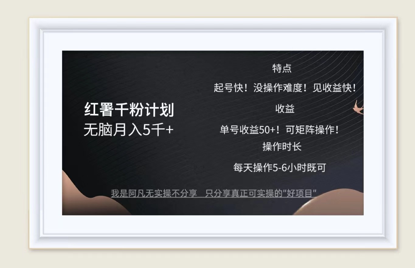 红薯千粉计划无脑月入5千+！既做既赚！-观棋网创