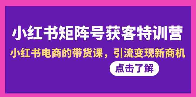 小红书矩阵号获客特训营-第10期，小红书电商的带货课，引流变现新商机-观棋网创