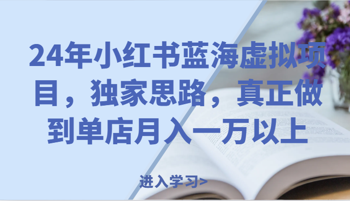 24年小红书蓝海虚拟项目，独家思路，真正做到单店月入一万以上。-观棋网创