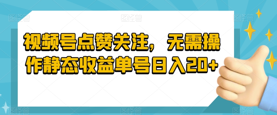 视频号点赞关注，无需操作静态收益单号日入20+-观棋网创