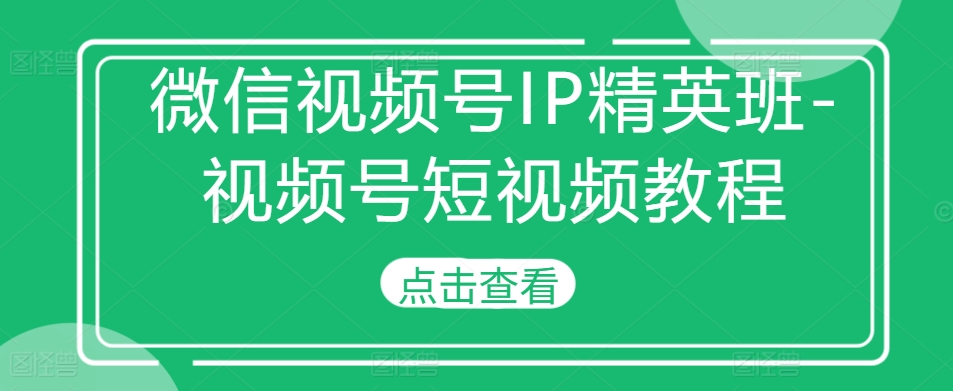 微信视频号IP精英班-视频号短视频教程-观棋网创