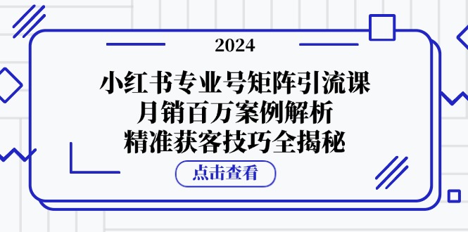 小红书专业号矩阵引流课，月销百万案例解析，精准获客技巧全揭秘-观棋网创