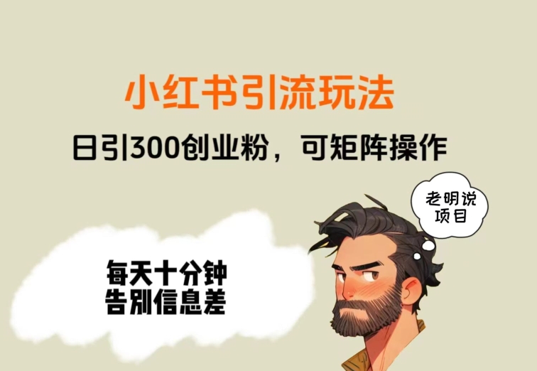 靠小红书视频日印300粉，两分钟一个视频轻松矩阵-观棋网创