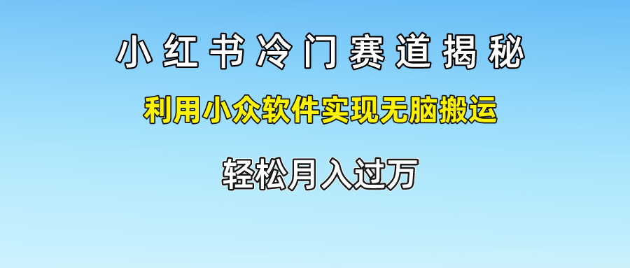 小红书冷门赛道揭秘,利用小众软件实现无脑搬运，轻松月入过万-观棋网创