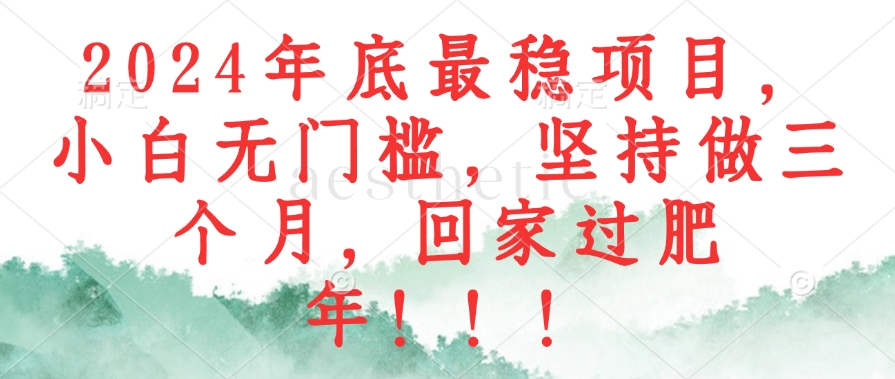 2024年底最稳项目，小白无门槛，坚持做三个月，回家过肥年！！！-观棋网创