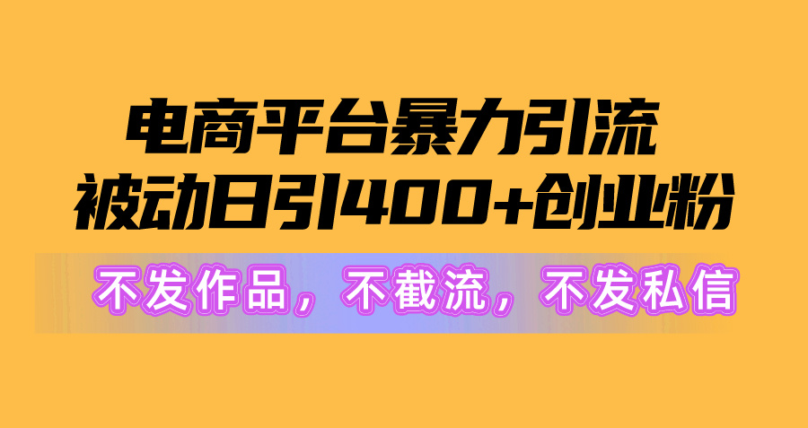 电商平台暴力引流,被动日引400+创业粉不发作品，不截流，不发私信-观棋网创