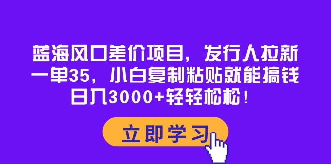 蓝海风口差价项目，发行人拉新，一单35，小白复制粘贴就能搞钱！日入30…-观棋网创