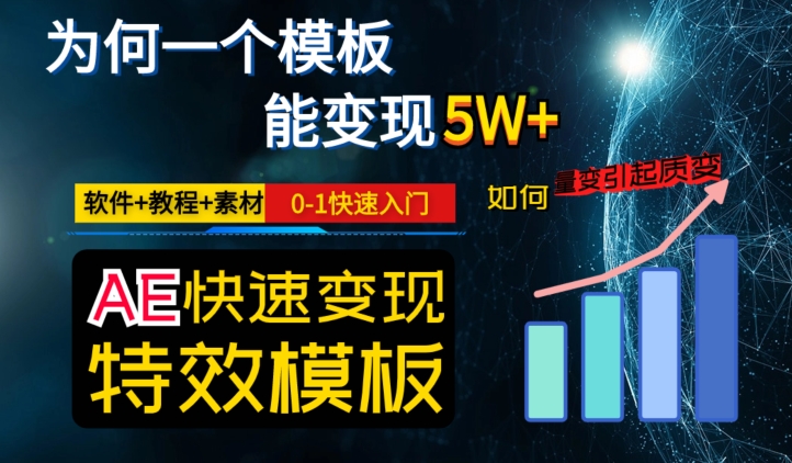 AE视频特效模板变现月入3-5W，0-1快速入门，软件+教程+素材-观棋网创
