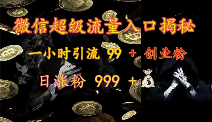 微信超级流量入口揭秘：一小时引流 99 + 创业粉，日涨粉 999 +-观棋网创