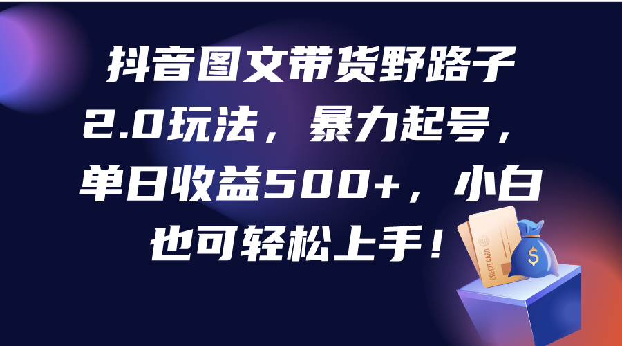 (9790期)抖音图文带货野路子2.0玩法，暴力起号，单日收益500+，小白也可轻松上手！-观棋网创